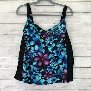 Delta Burke Floral Tropical Tankini Swim Top 22W